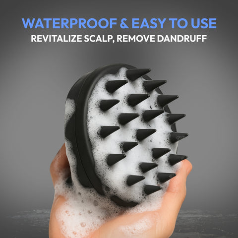 MildCares Mouse Scalp Massager (Black) | Soft Silicone Bristles Comb for Gentle Scalp Exfoliation, Deep Cleaning & Relaxing Dry/Wet Head Massage | All Hair Types | Shampoo Brush for Men & Women