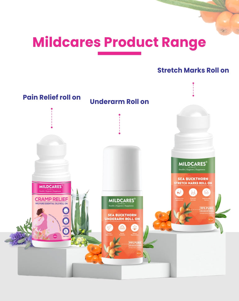 MildCares Cramp Relief 99% Pure Essential Oils Roll On–  40ml | Quick, Targeted, and Effective Relief