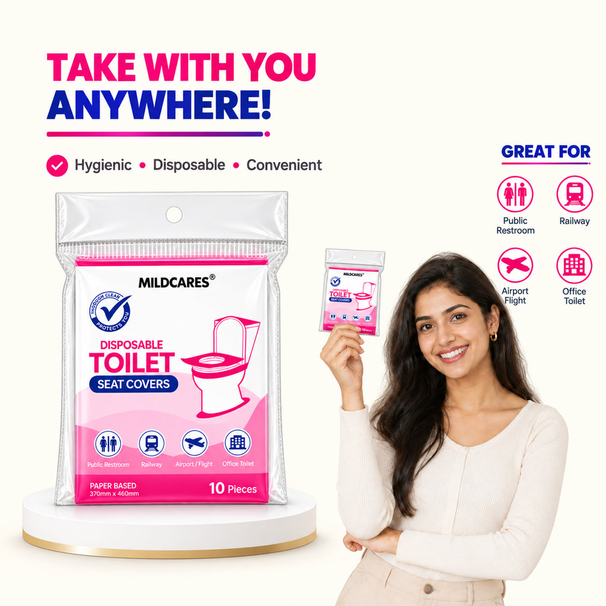 MildCares Disposable Toilet Seat Covers –- 20 Units
