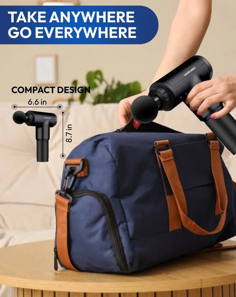 Mildcares Full Body Massager Gun for Pain Relief | Deep Tissue Therapy | 6-Speed Settings, 4 Heads, Rechargeable Silent Motor – Electric Massager for Pain Relief Massager  (Black)