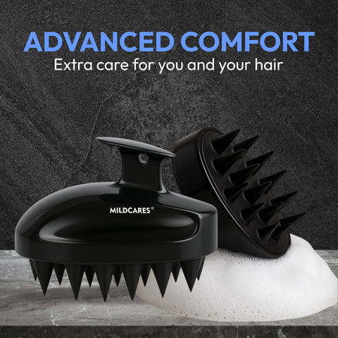MildCares Mouse Scalp Massager (Black) | Soft Silicone Bristles Comb for Gentle Scalp Exfoliation, Deep Cleaning & Relaxing Dry/Wet Head Massage | All Hair Types | Shampoo Brush for Men & Women