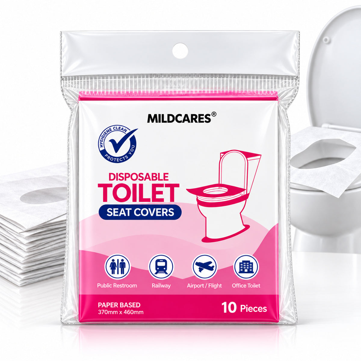 MildCares Disposable Toilet Seat Covers –- 20 Units
