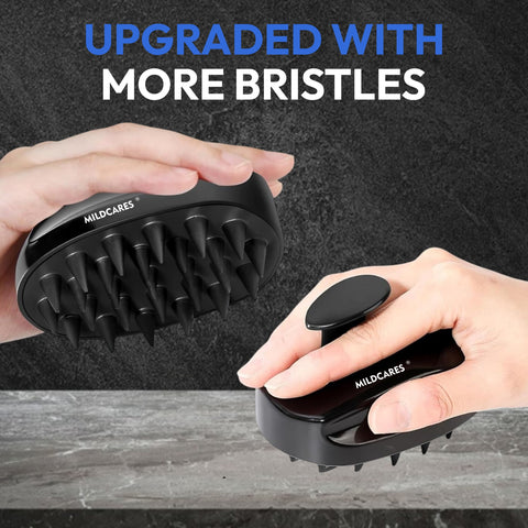 MildCares Mouse Scalp Massager (Black) | Soft Silicone Bristles Comb for Gentle Scalp Exfoliation, Deep Cleaning & Relaxing Dry/Wet Head Massage | All Hair Types | Shampoo Brush for Men & Women