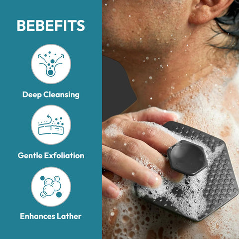 MildCares Silicone Body Scrubber for Men & Women | Soft Silicone Bristles for Deep Cleansing & Gentle Exfoliation | Boosts Lather, Removes Dirt & Dead Skin | Ergonomic No-Slip Handle | Durable, Hygienic Bath Brush