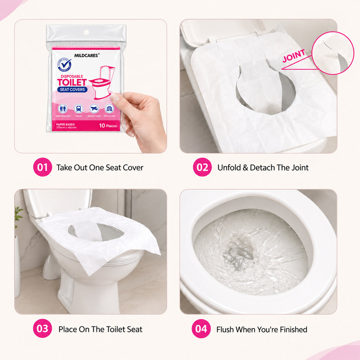 MildCares Disposable Toilet Seat Covers –- 20 Units