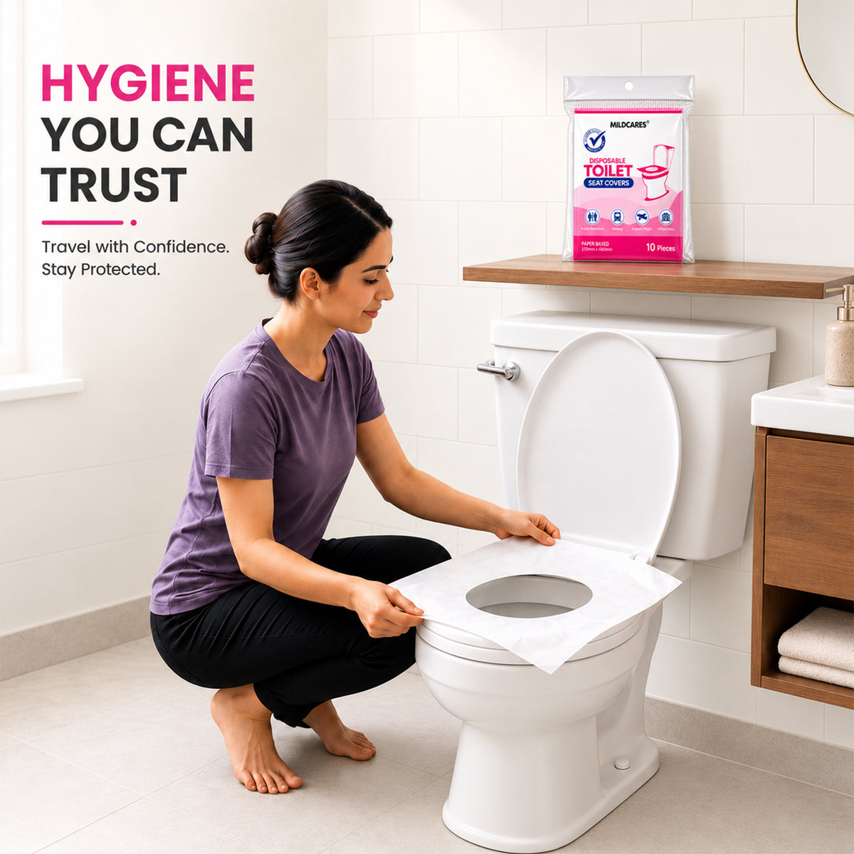 MildCares Disposable Toilet Seat Covers –- 20 Units