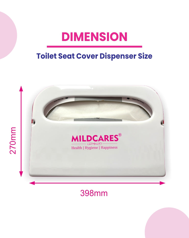 MildCares Wall-Mount Toilet Seat Cover Dispenser | Heavy-Duty Plastic Holder | Disposable Half-Fold Seat Liners | Portable & Lightweight | for Commercial, Residential Bathrooms & Public Toilets
