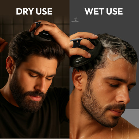 MildCares Mouse Scalp Massager (Black) | Soft Silicone Bristles Comb for Gentle Scalp Exfoliation, Deep Cleaning & Relaxing Dry/Wet Head Massage | All Hair Types | Shampoo Brush for Men & Women