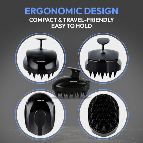 MildCares Mouse Scalp Massager (Black) | Soft Silicone Bristles Comb for Gentle Scalp Exfoliation, Deep Cleaning & Relaxing Dry/Wet Head Massage | All Hair Types | Shampoo Brush for Men & Women
