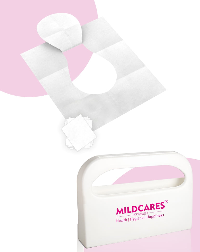 MildCares Wall-Mount Toilet Seat Cover Dispenser | Heavy-Duty Plastic Holder | Disposable Half-Fold Seat Liners | Portable & Lightweight | for Commercial, Residential Bathrooms & Public Toilets