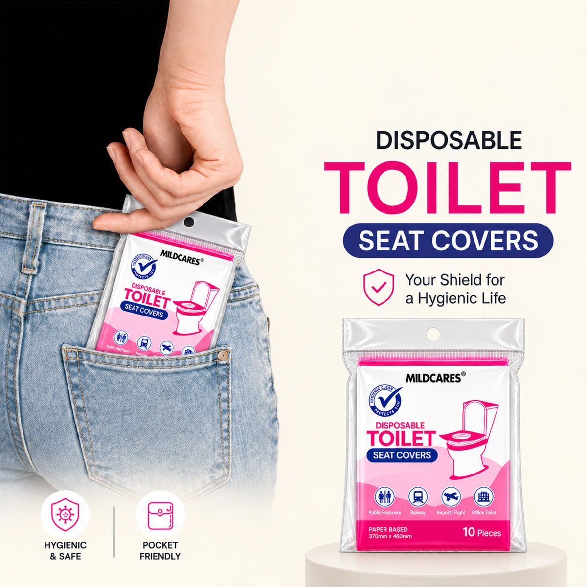 MildCares Disposable Toilet Seat Covers –- 20 Units