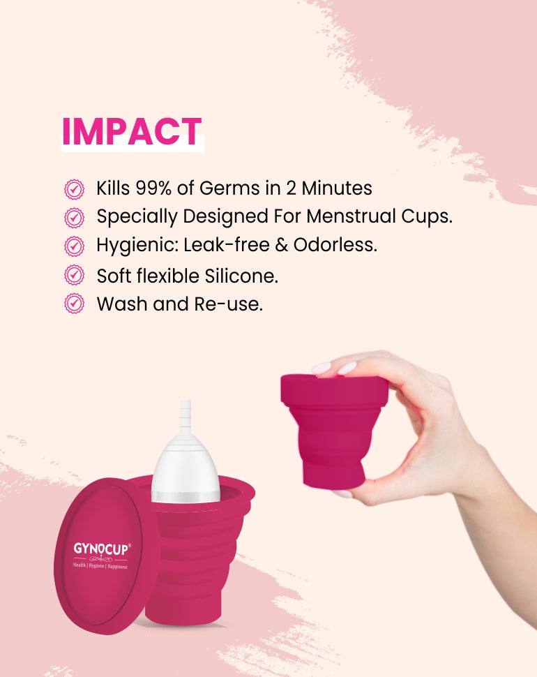 GynoCup Collapsible Menstrual Cup Sterilizer | Kills 99% Of Germs In 2 Minutes | Microwave Friendly