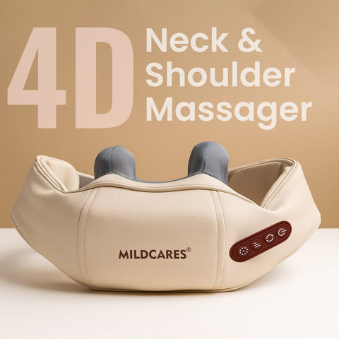 MildCares Rechargeable 4D Shiatsu Neck & Shoulder Massager with Heat Therapy – Ideal for Neck, Shoulders & Back