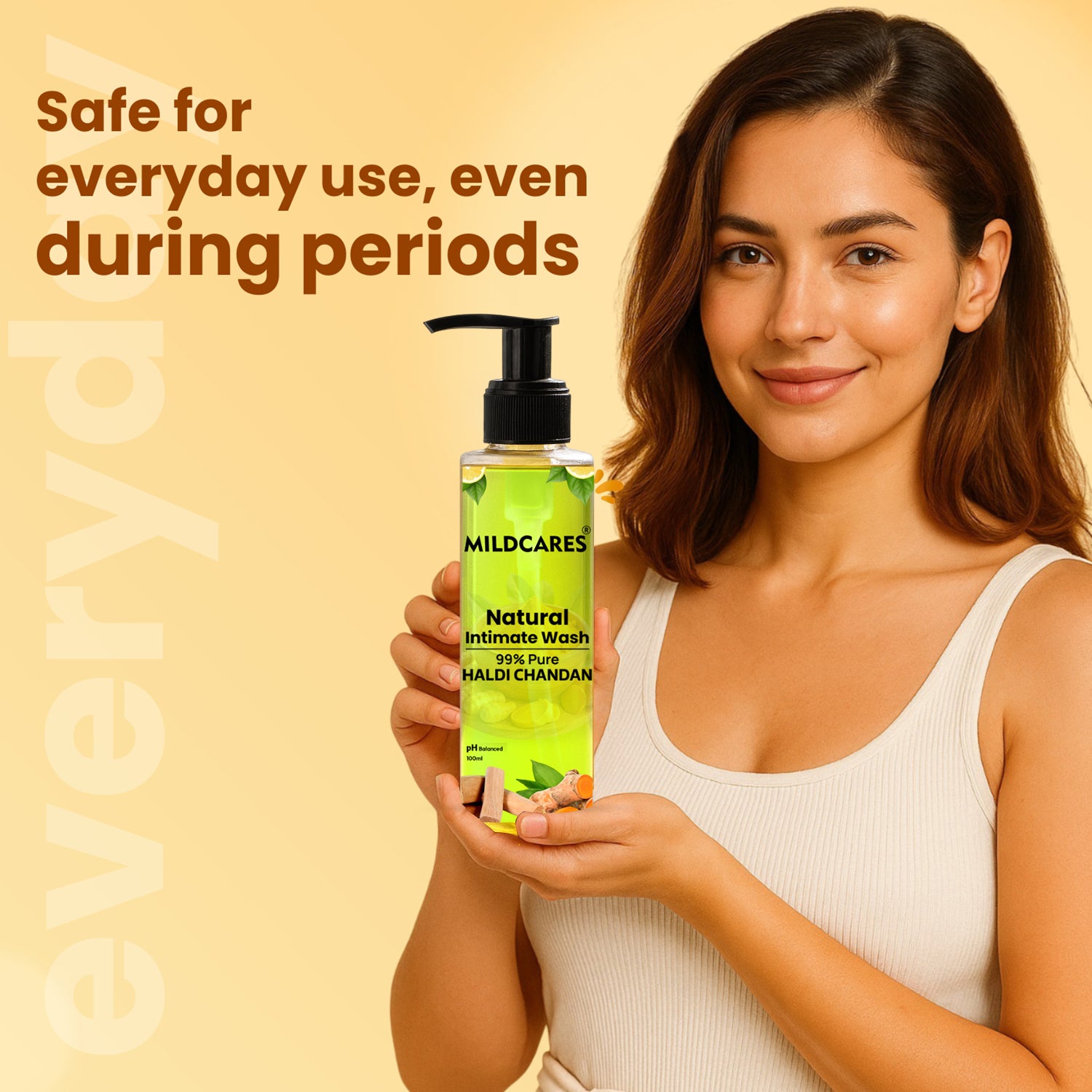 MildCares Haldi Chandan Intimate Hygiene Wash | Gentle Ayurvedic Cleanser for Women | pH Balanced – 100ml