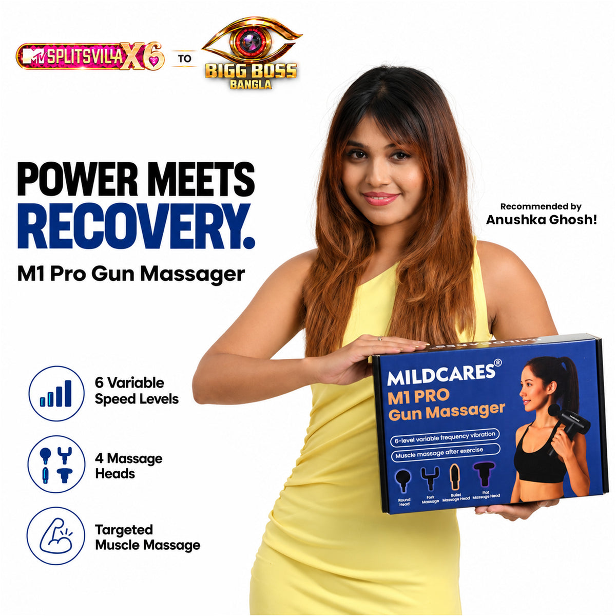 M1 Pro Electric Massage Gun for Pain Relief – 6 Speed