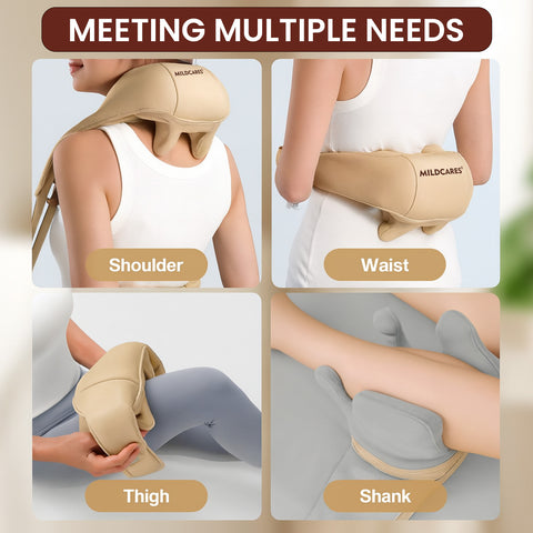 MildCares Rechargeable 4D Shiatsu Neck & Shoulder Massager with Heat Therapy – Ideal for Neck, Shoulders & Back