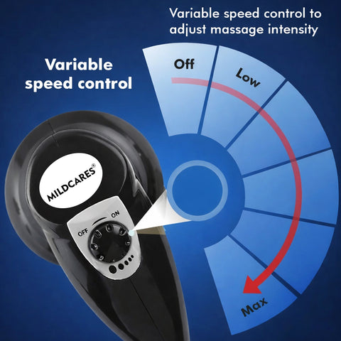 Mildcares  Full Body Massager & Physiotherapy Machine | Handheld Electric Hammer & Gun Massager for Back, Neck, Shoulder & Leg Pain Relief With 3 Attachments Massager  (Black)