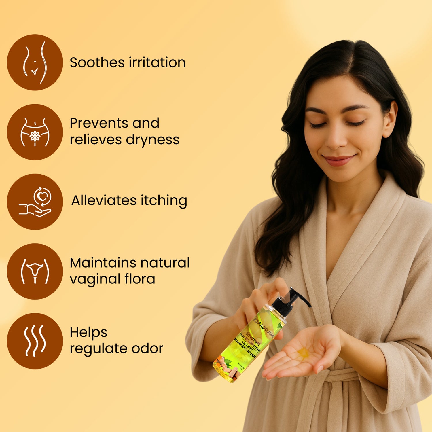 MildCares Haldi Chandan Intimate Hygiene Wash | Gentle Ayurvedic Cleanser for Women | pH Balanced – 100ml
