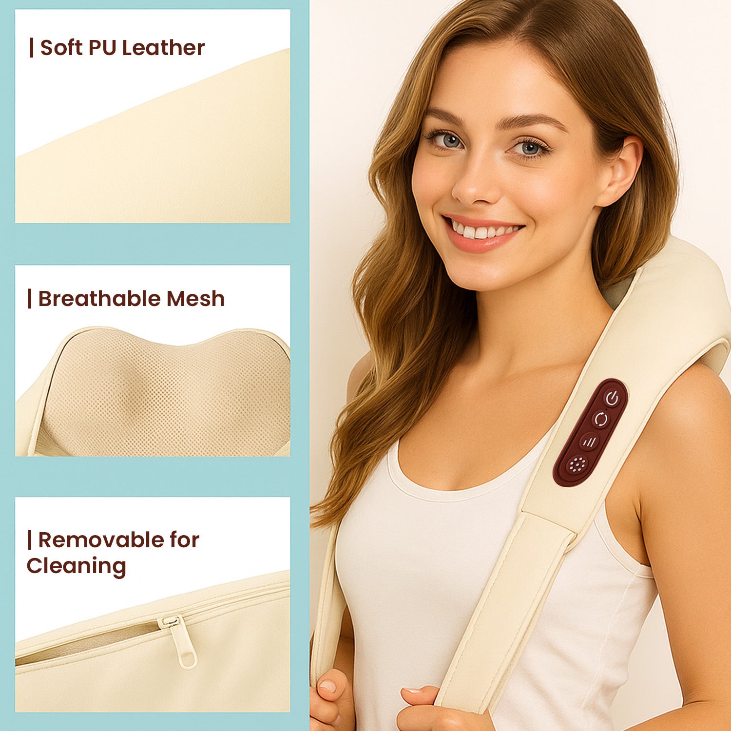 4D Shiatsu Neck & Shoulder Massager with Heat White