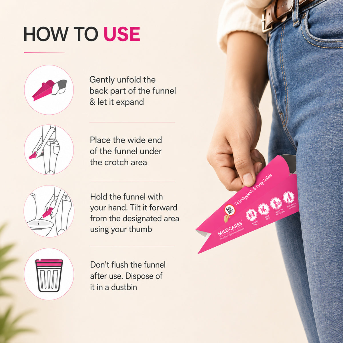 MildCares Disposable Stand & Pee Female Urination Device (Pack of 10)