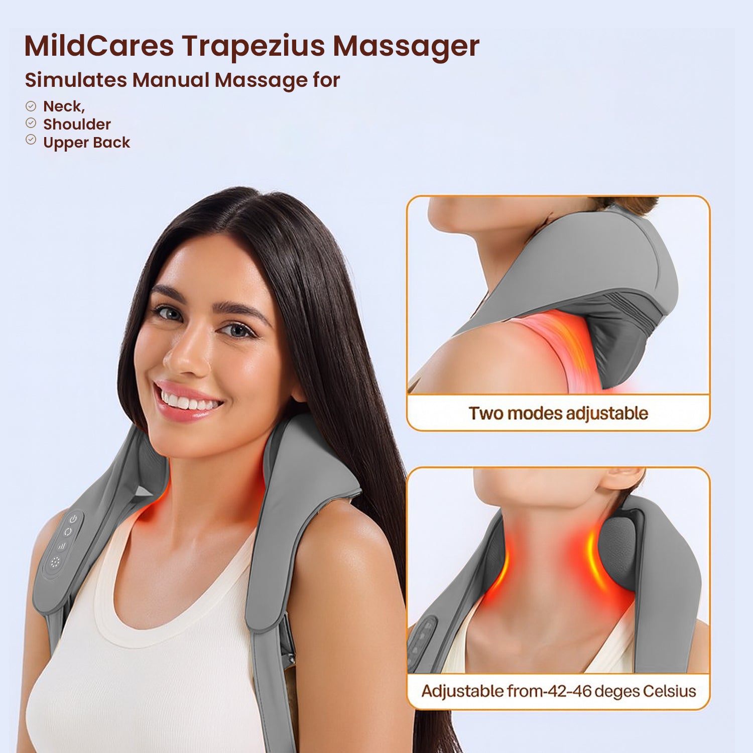 4D Shiatsu Neck & Shoulder Massager with Heat Grey
