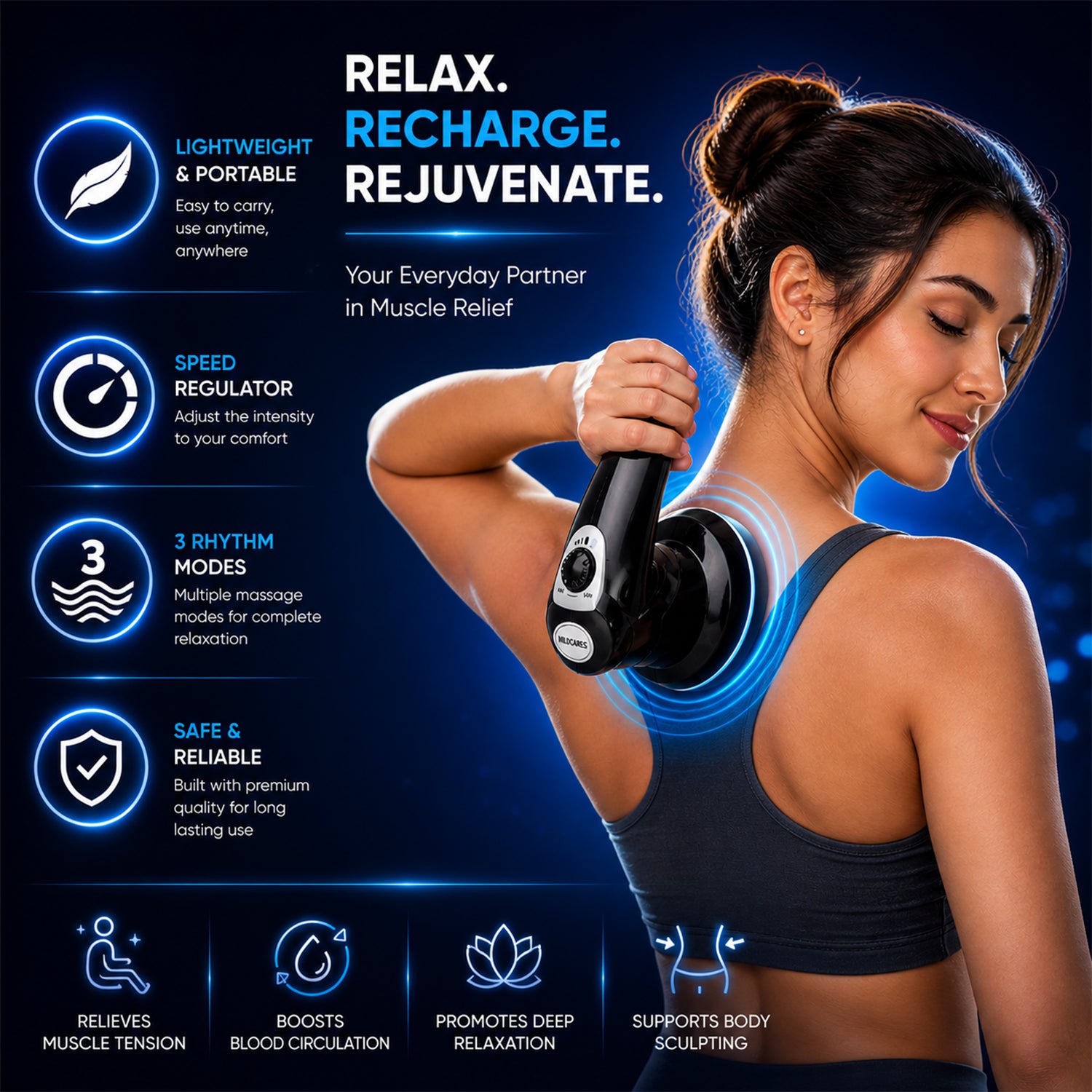 MildCares RX Pro Handheld Physiotherapy Massager – Pain Relief