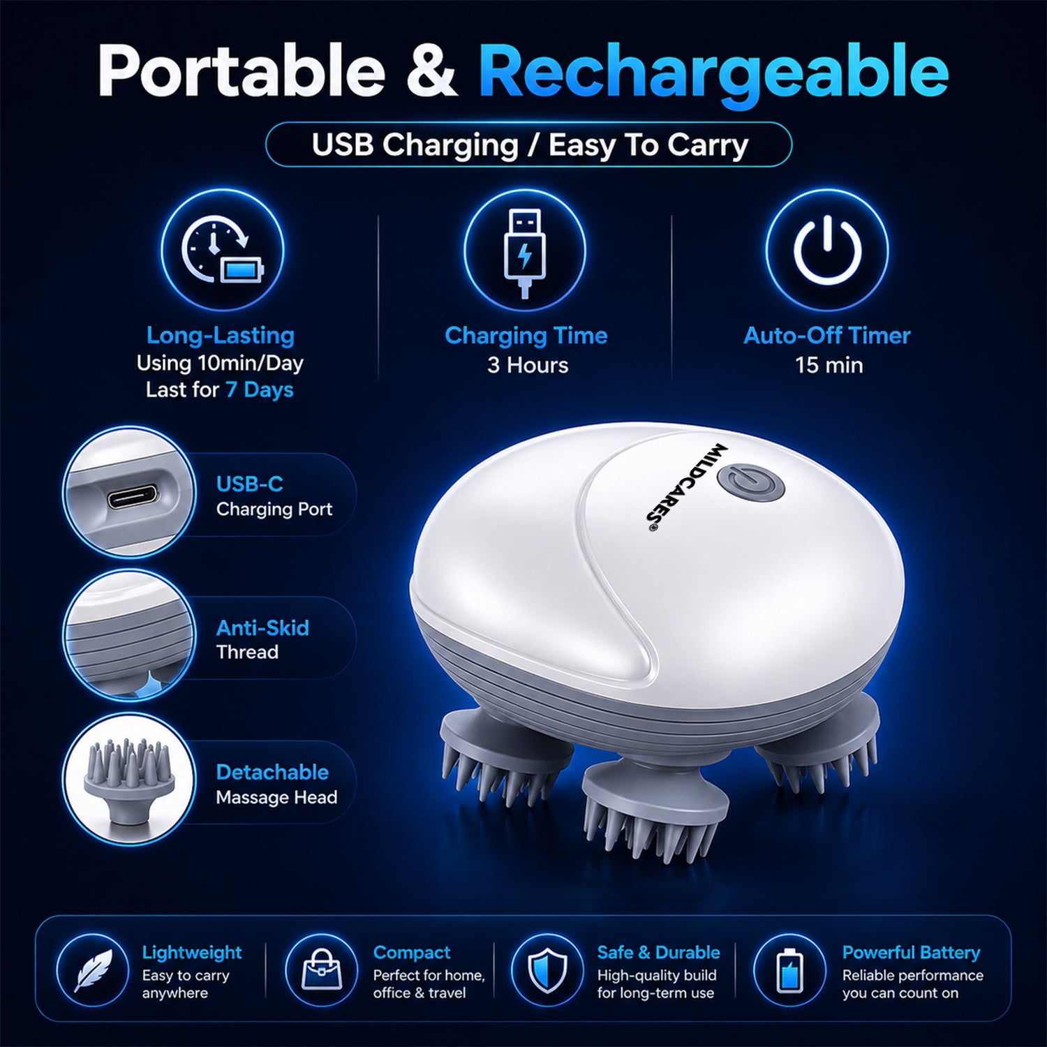S1 Pro Smart Electric Head Massager –  Portable & Rechargeable