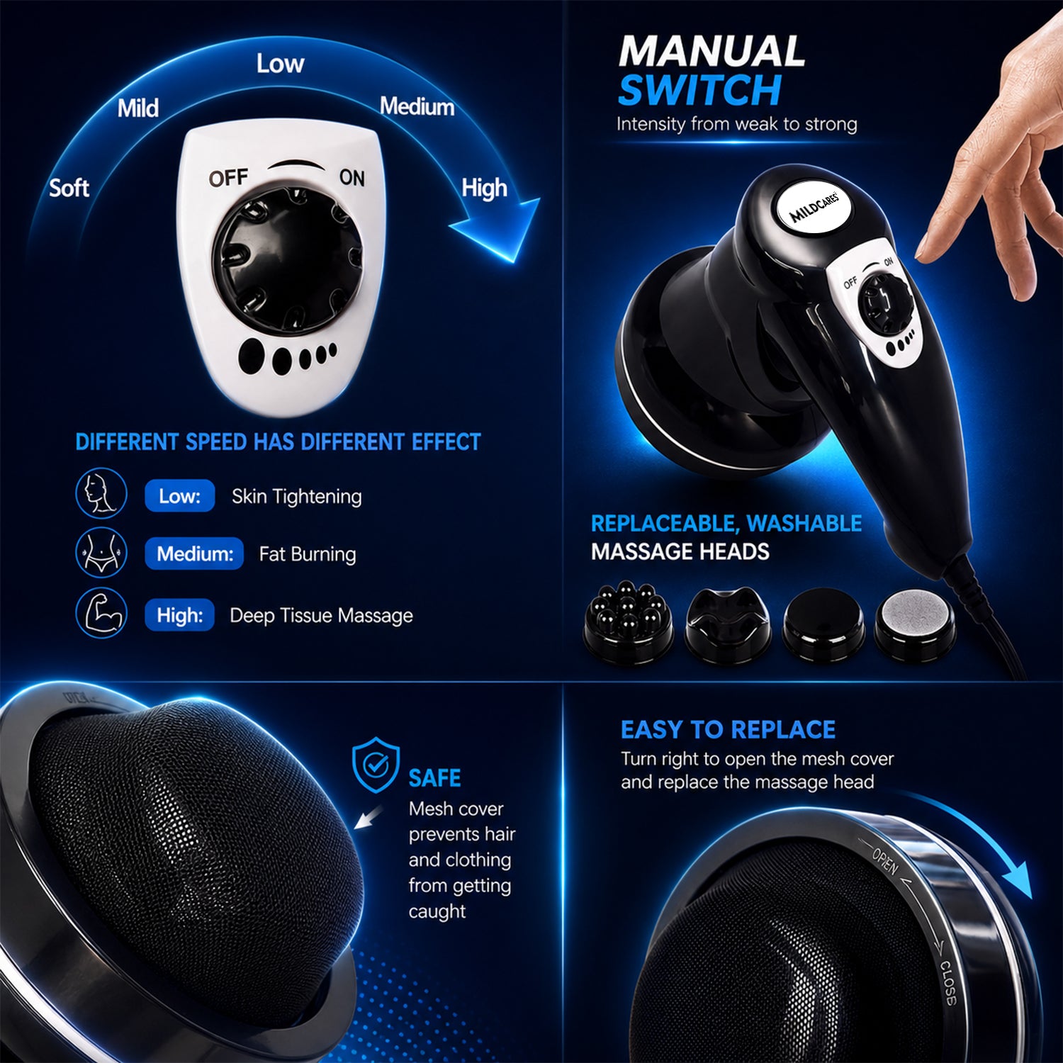 MildCares RX Pro Handheld Physiotherapy Massager – Pain Relief