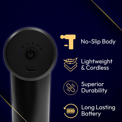 Mildcares Full Body Massage Gun for Pain Relief | Deep Tissue Percussion Massager |4 Heads 6-Speed, | 3200 RPM Motor | Type-C Rechargeable | Ultra Quiet & Portable Massager