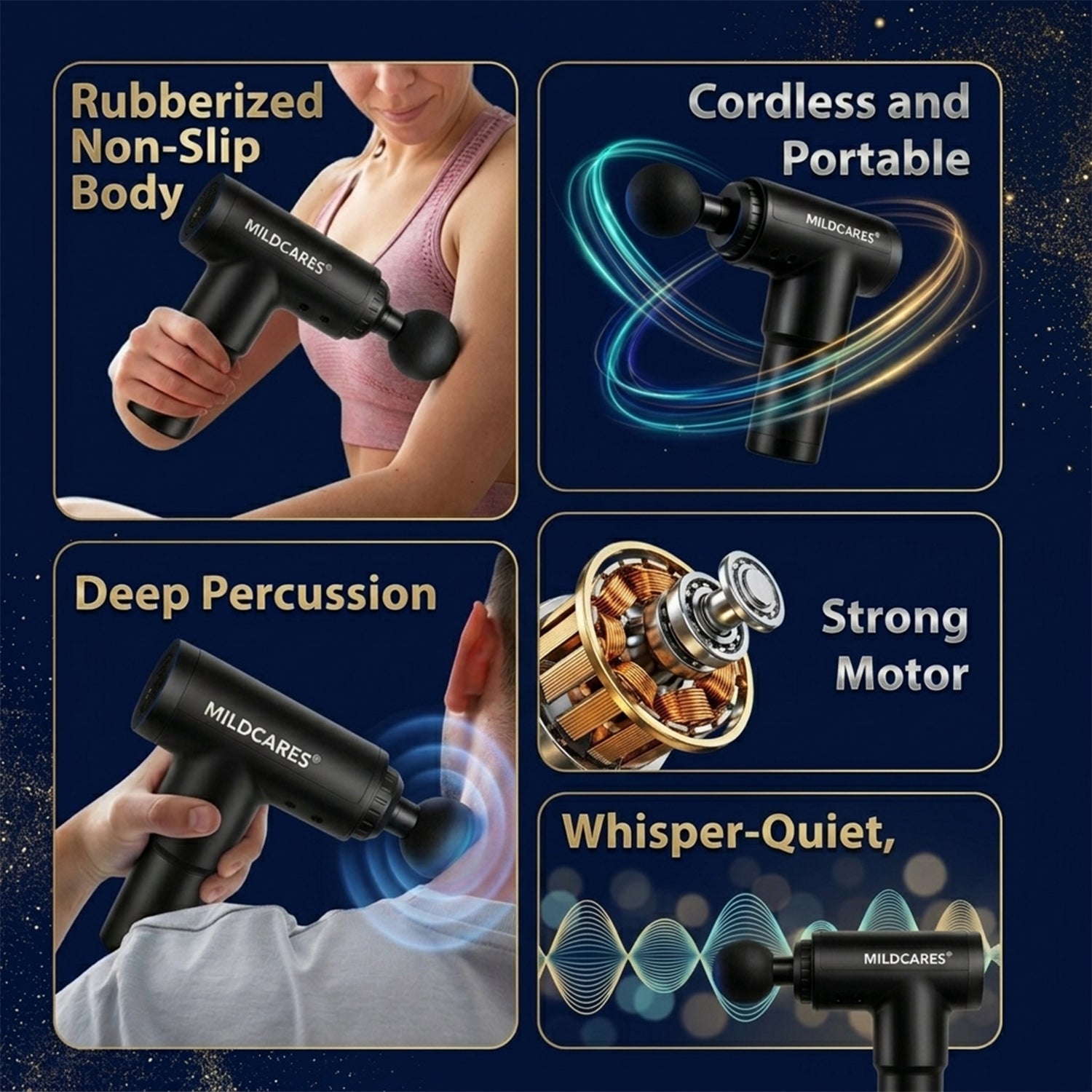 M1 Pro Electric Massage Gun for Pain Relief – 6 Speed