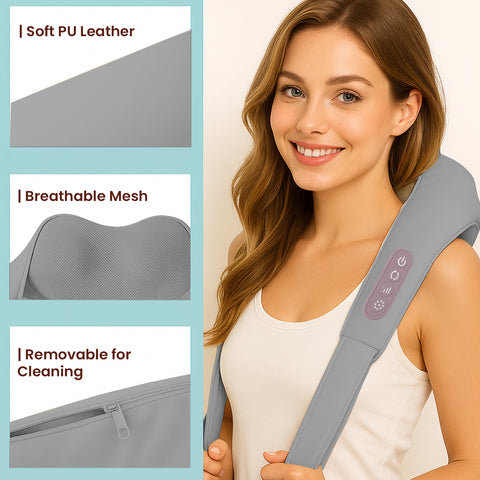 MildCares Rechargeable 4D Shiatsu Neck & Shoulder Massager with Heat Therapy – Ideal for Neck, Shoulders & Back