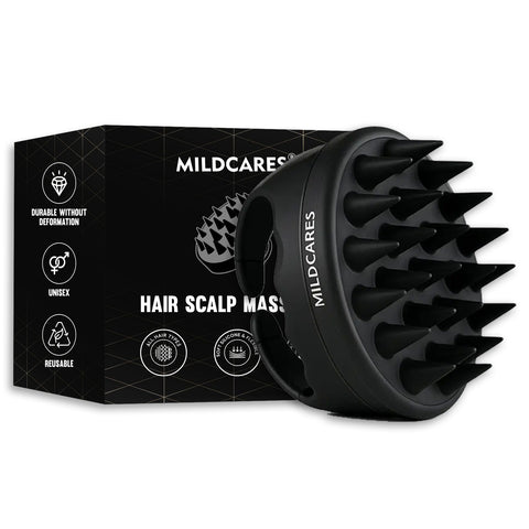 MildCares Jumbo Scalp Massager (Black) | Soft Silicone Bristles Comb for Gentle Scalp Exfoliation, Deep Cleaning & Relaxing Dry/Wet Head Massage | All Hair Types | Shampoo Brush for Men & Women