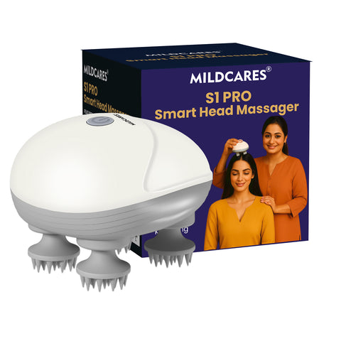 MildCares Smart Scalp Massager | Rechargeable & Portable Head Massager with 4 Rotating Nodes for Hair Growth, Relaxation & Stress Relief Massager