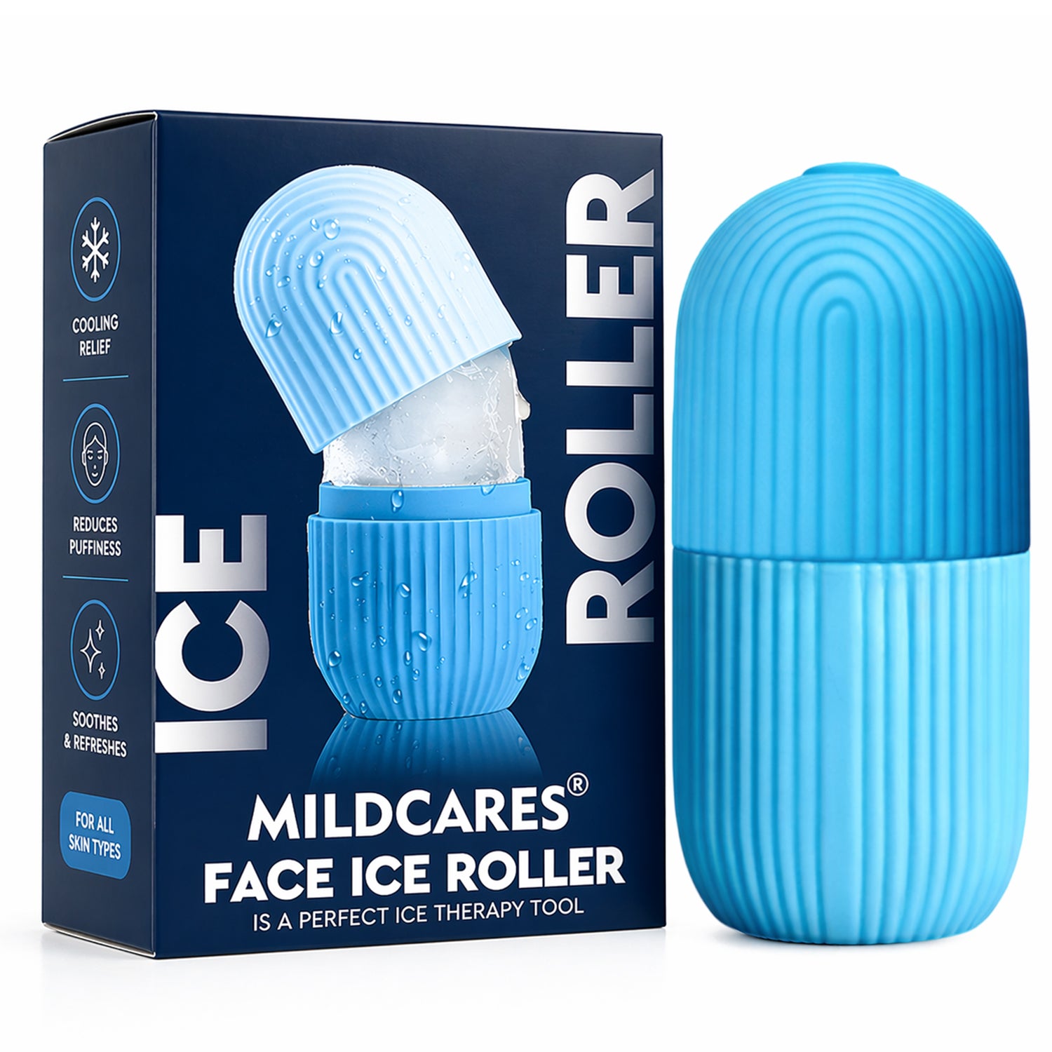 Face Ice Roller for Puffy Eyes, Acne & Skin Tightening | Reusable Cold Therapy Massager
