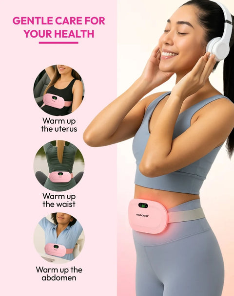 Mildcares Period Pain Relief Massager with Heating Pad | Cordless Menstrual Cramp Belt for Women & Girls Rechargeable Electric Massager Portable & Adjustable Heat Therapy Massager