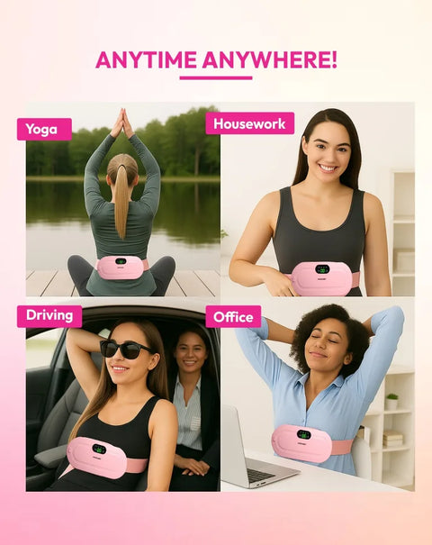 Mildcares Period Pain Relief Massager with Heating Pad | Cordless Menstrual Cramp Belt for Women & Girls Rechargeable Electric Massager Portable & Adjustable Heat Therapy Massager