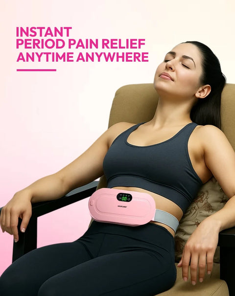 Mildcares Period Pain Relief Massager with Heating Pad | Cordless Menstrual Cramp Belt for Women & Girls Rechargeable Electric Massager Portable & Adjustable Heat Therapy Massager