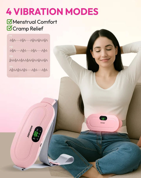 Mildcares Period Pain Relief Massager with Heating Pad | Cordless Menstrual Cramp Belt for Women & Girls Rechargeable Electric Massager Portable & Adjustable Heat Therapy Massager
